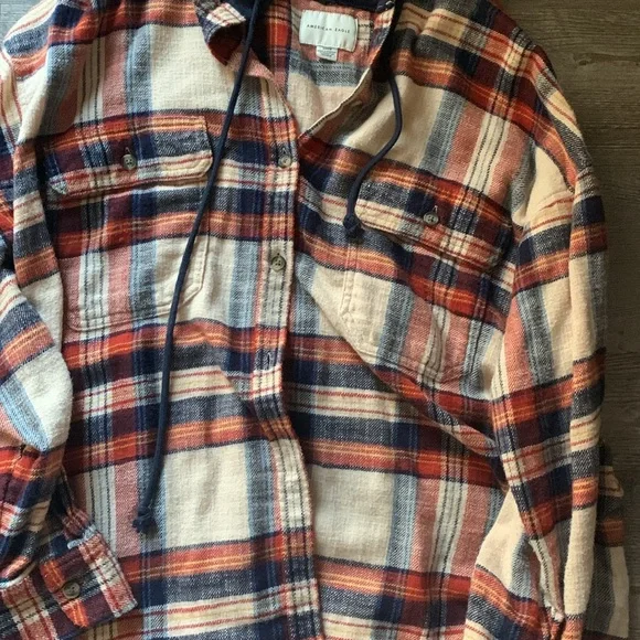 American eagle flannel hoodie size S - Picture 3 of 5